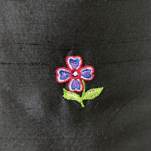 Talbots 90's Vintage Floral Embroidered Silk High Waisted Tapered Leg Pants 14 - Picture 7 of 14